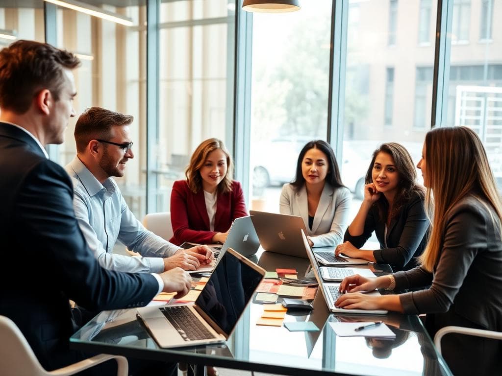 Favuni Global team members in a collaborative strategy meeting